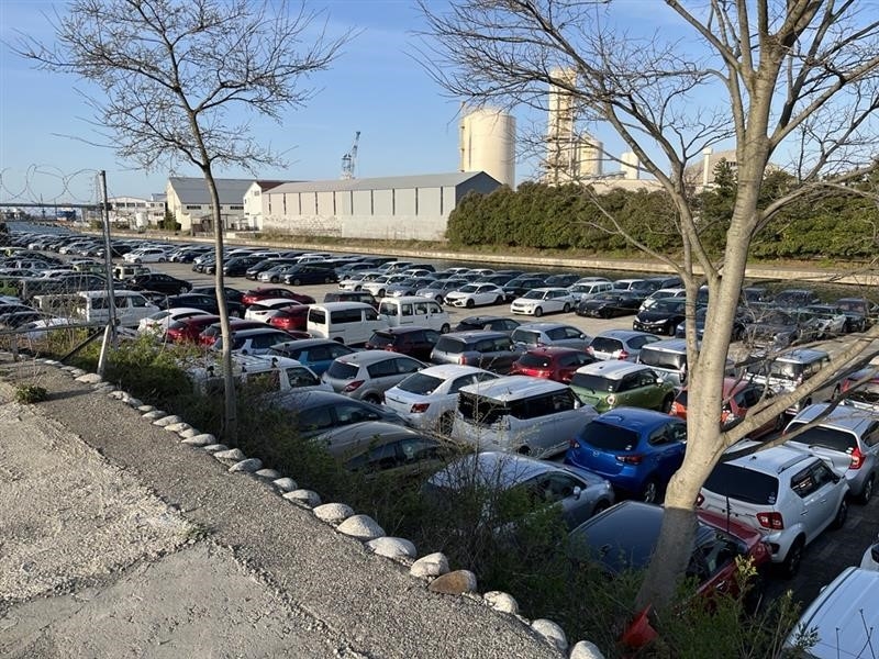 輸出を待つ中古車